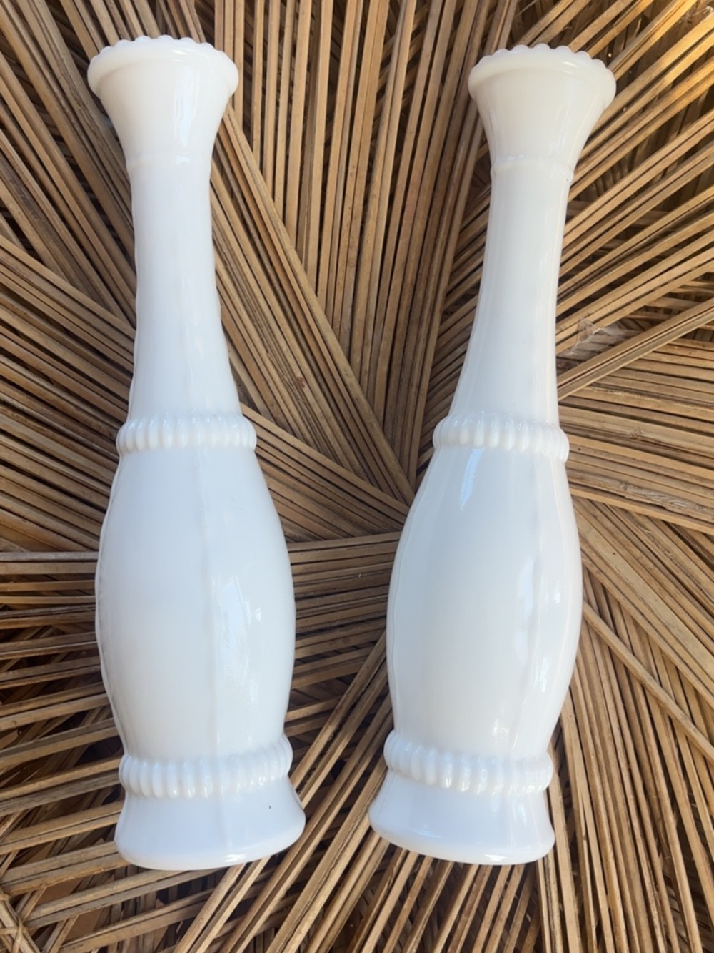 White Milk Glass Bud Vases - Classic Home Accents